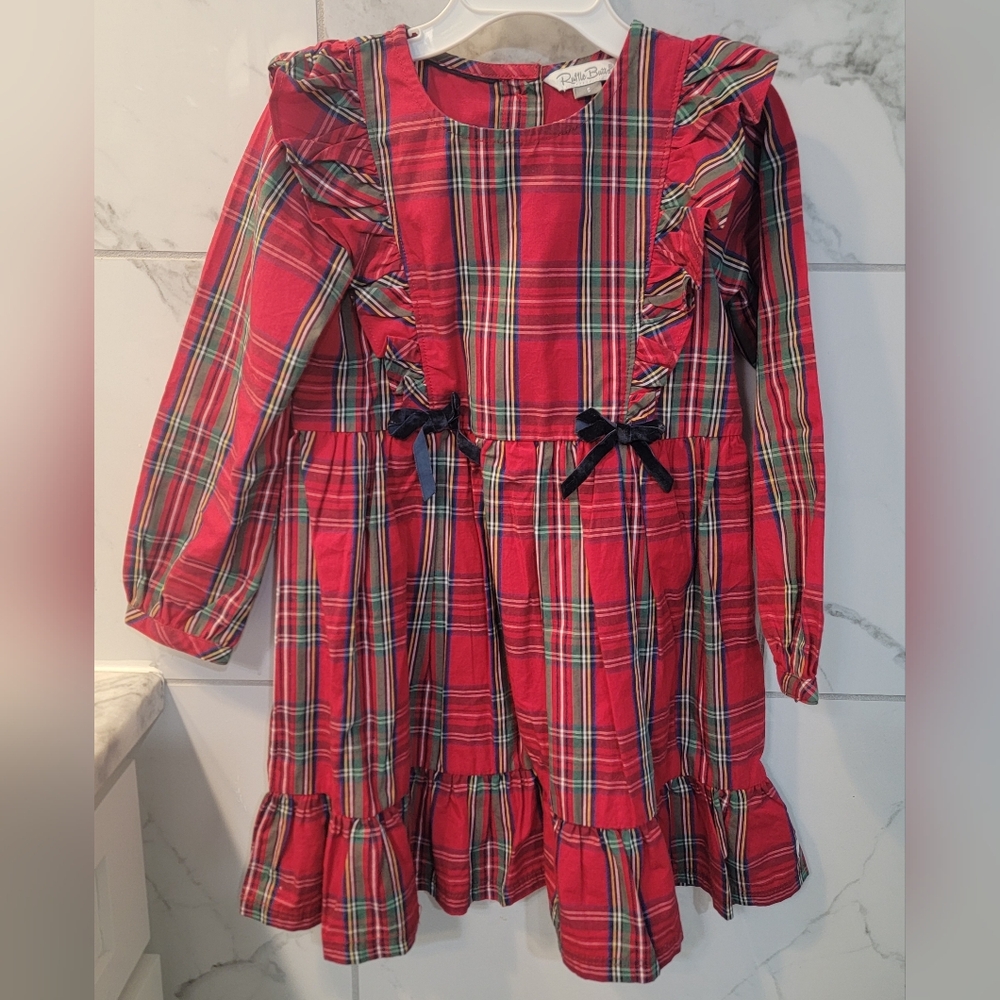Plaid Ruffle Butts Kids Dress - Red, Blue and Green.